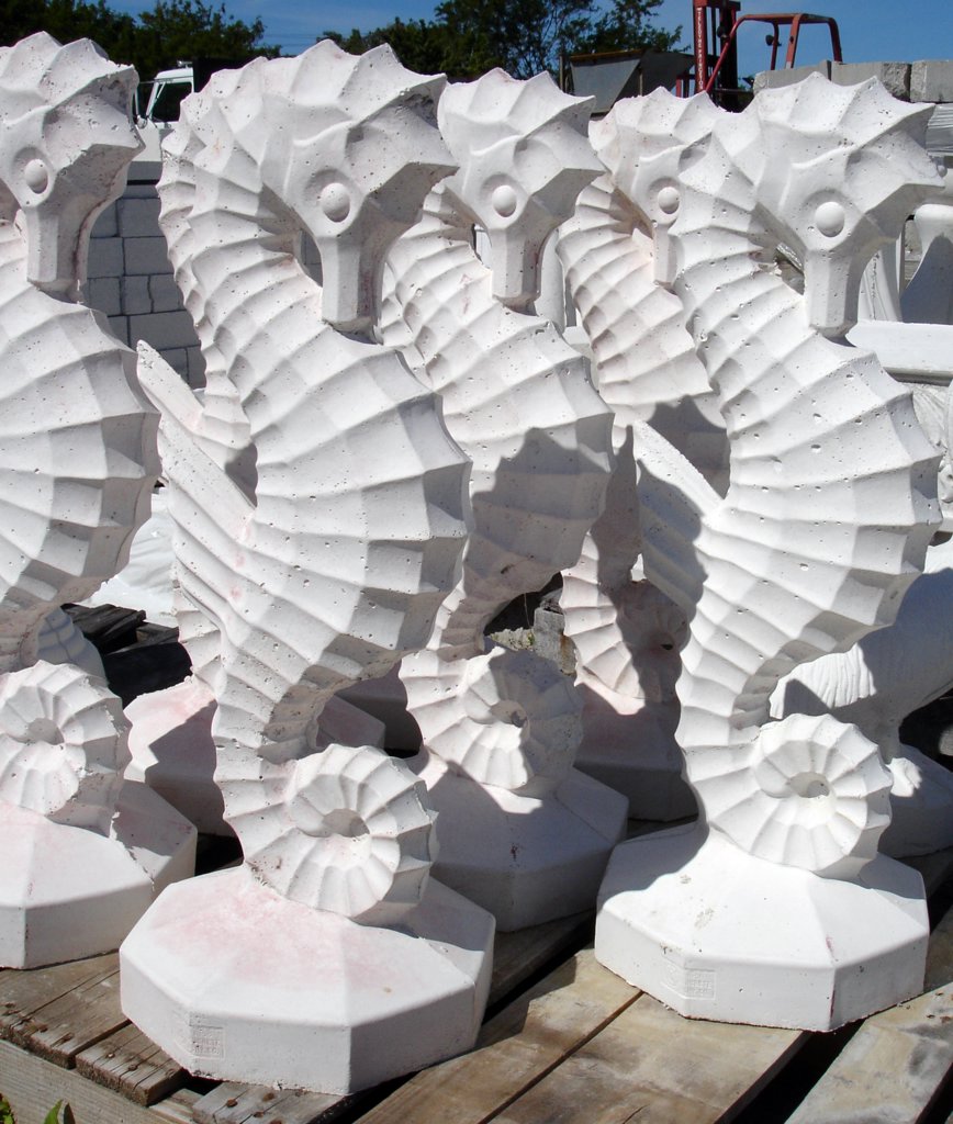 concrete seahorse statue